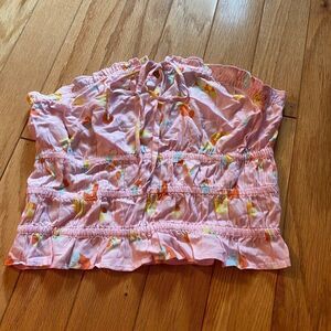 NWOT BP Women's pink patterned strapless cropped summer top size small